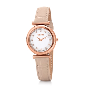 Sparkle Chic Small Case Leather Watch-